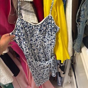 Floral Blue and White Women's Romper